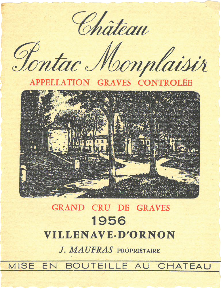 Ancienne étiquette Château Pontac Monplaisir